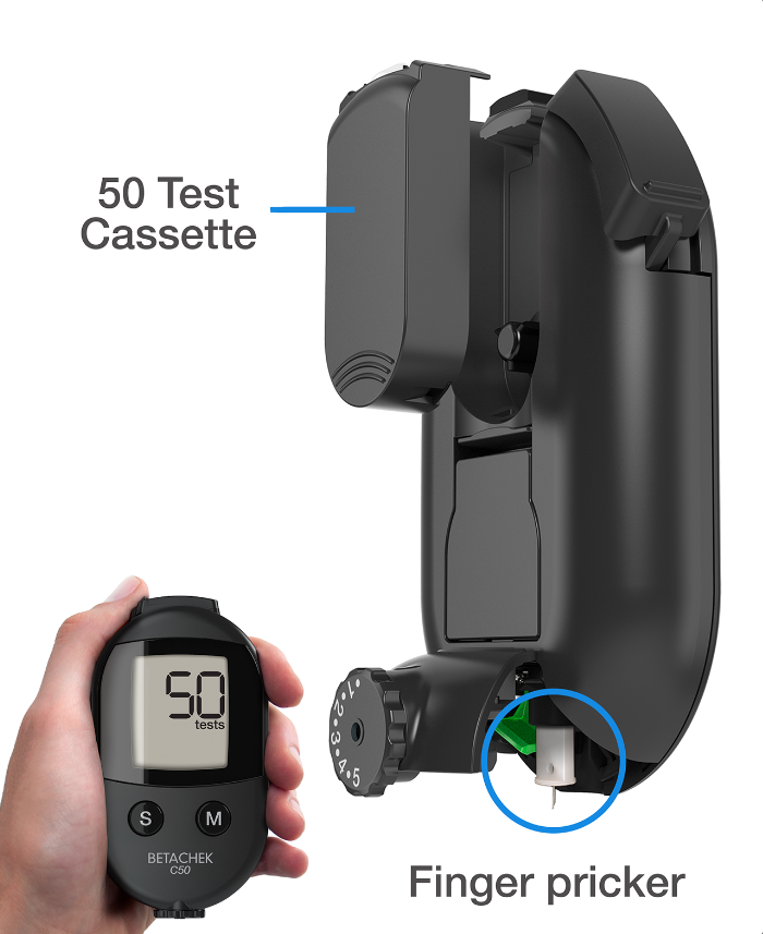 Betachek C50 blood glucose meter designed for simpler daily testing